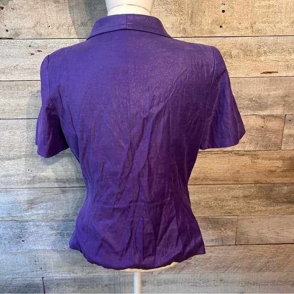 Vintage Zussette women’s purple shimmer short sleeved jacket in size small - Picture 3 of 6